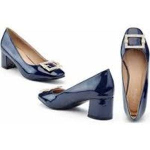 Lady Godiva Women's Block Heel Pumps with Buckle